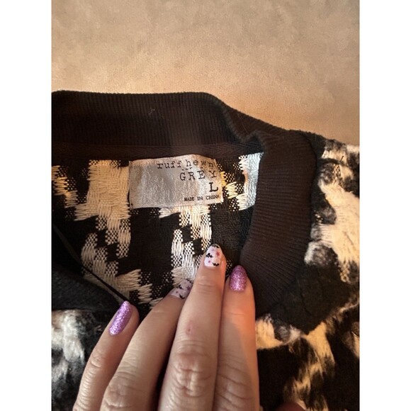 Ruff Hewn Grey black white Sweater Zip Up Women’s Size Large chic - Picture 3 of 9